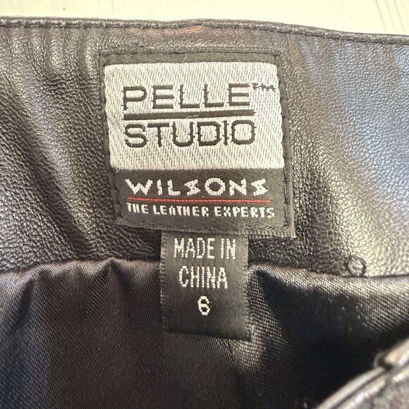Pelle Studio Wilsons 100% Buttery Soft Leather Black Pants Women 6 - Picture 8 of 16
